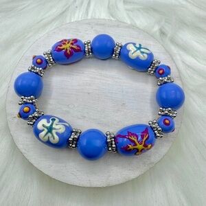 Large Beads Floral Design Beaded  Beach Bracelet